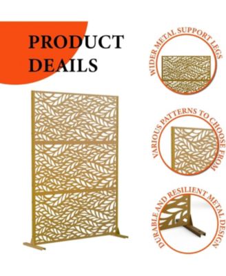 Outdoor Privacy Screen, 72"x47", Metal Freestanding Patio Divider for Garden, Deck & Balcony
