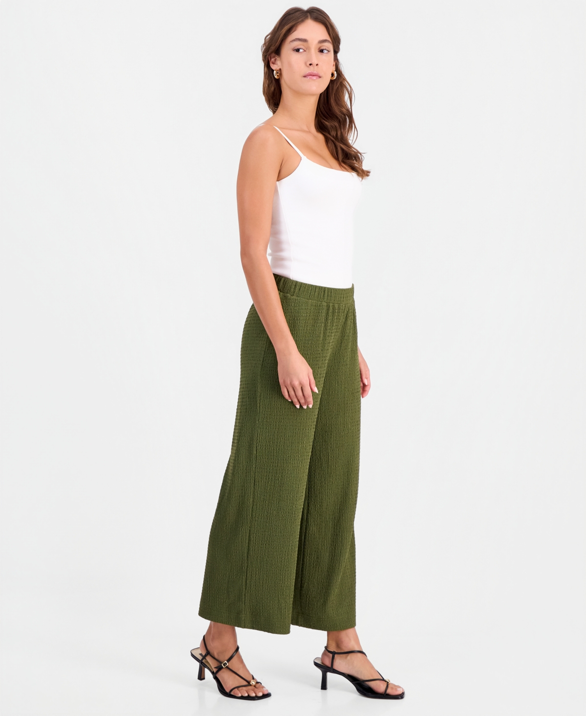 Bar Iii Women's Textured Pull On Wide-Leg Pants, Macy's Exclusive
