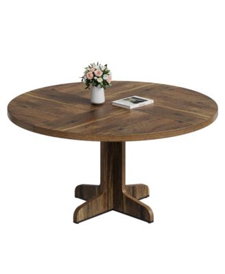 Round Dining Table for 4-6 People,with Wooden Tabletop and Legs