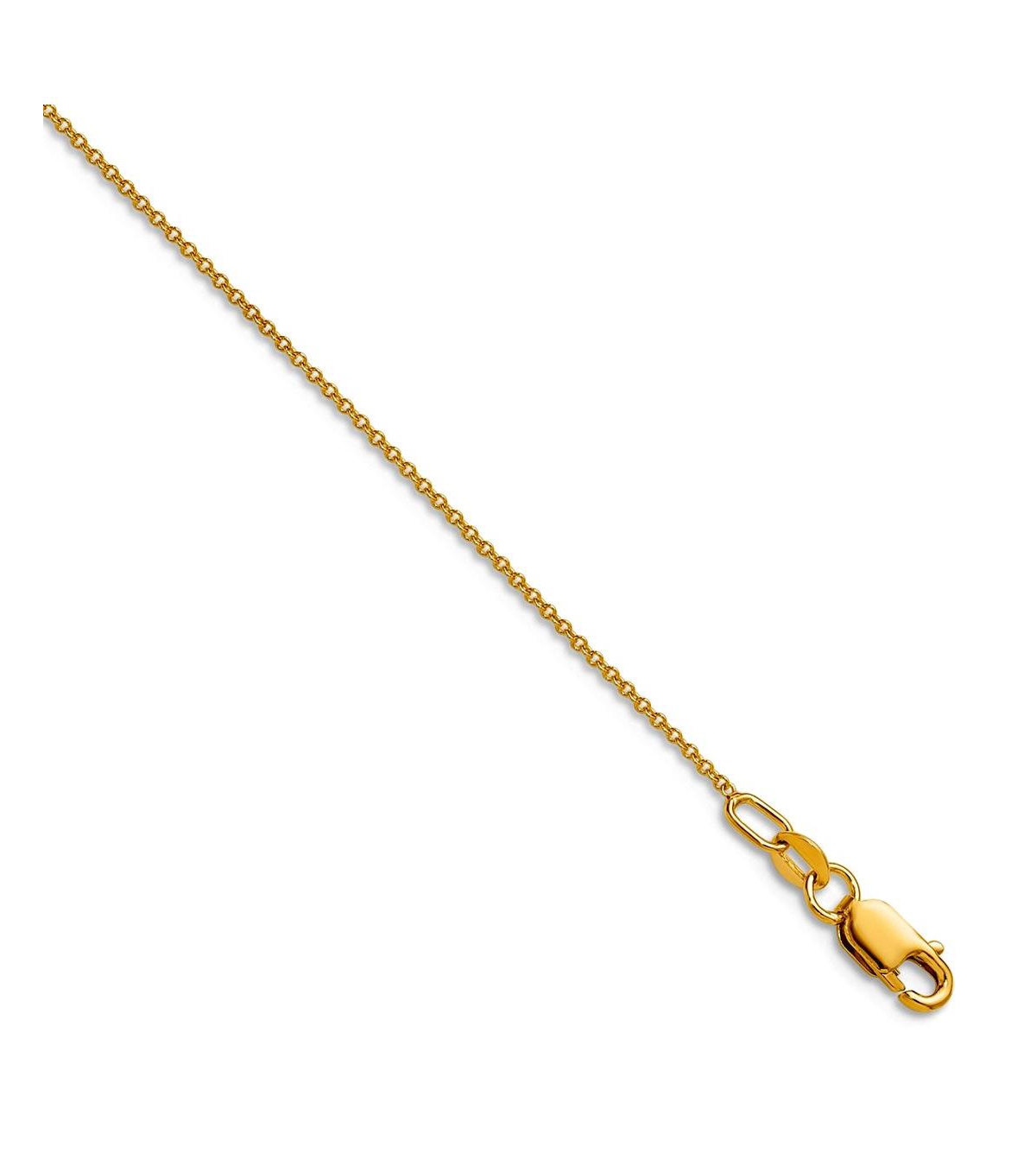 Curata Jewelry Solid 18k Gold Italian Polished 0.9mm Cable Chain Necklace