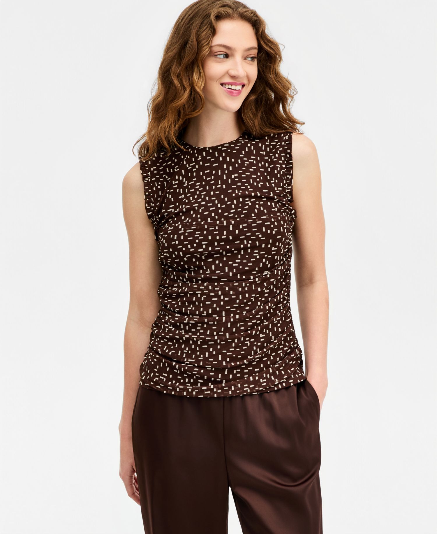 Women's Dot Print Mesh Top