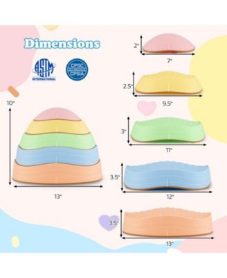 5-Piece Stepping Stones for Kids, Non-Slip Balance Stones with Storage Bag