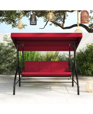 3-Piece Patio Swing with Canopy, Removable Cushions & Side Pockets
