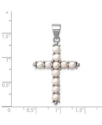925 Sterling Silver 18 Inch Rhodium-plated Large Freshwater Cultured Pearl Cross Necklace