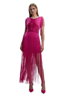 Women's Maxi Draped Fringe Knitted Mini Dress