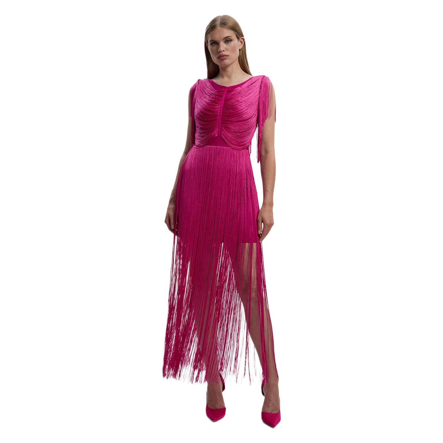 Women's Maxi Draped Fringe Knitted Mini Dress