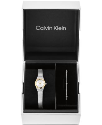 Women's CK Contemporary Silver Tone Stainless Steel Bracelet Gift Set Watch, 18mm