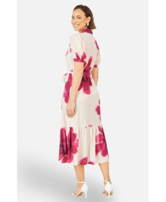 Women's Scattered Floral Shirt Dress