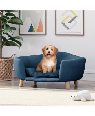 Fabric Dog Sofa with Rubber Wood Legs for Small Breeds