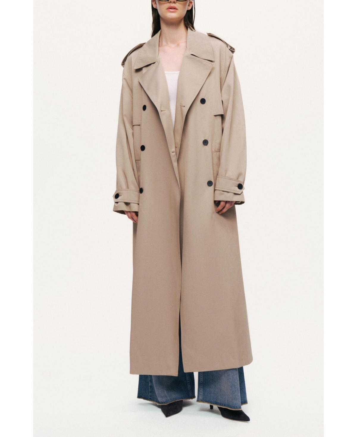 Nocturne Women's Oversized Double-Breasted Trench Coat