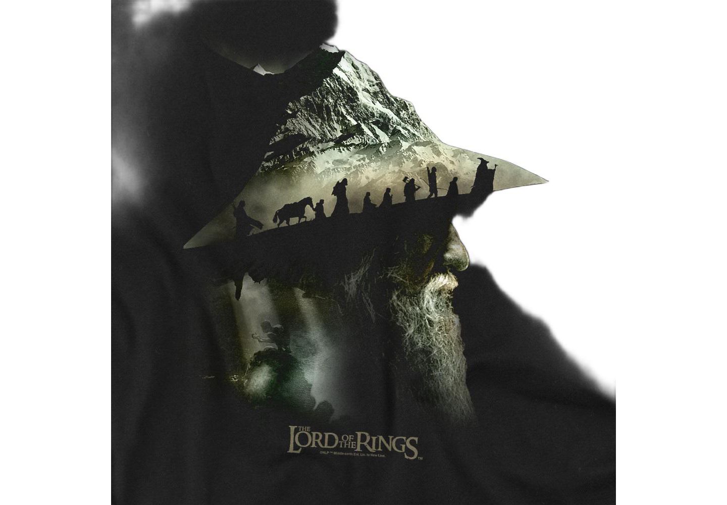 Мужская футболка Lord Of The Rings Gandalf Fellowship Mountains, цвет: Чёрный — фото 3