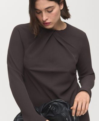 Women's Draped Neck Long-Sleeved Dress