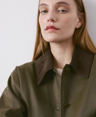 Women's Contrasting Collar Denim Barn Jacket