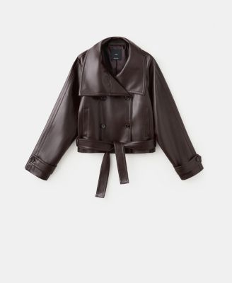 Women's Maxi Lapels Faux-Leather Jacket