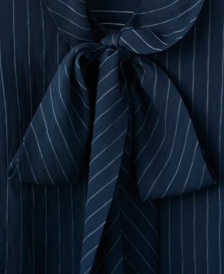 Women's Tie Neck Collar Striped Blouse