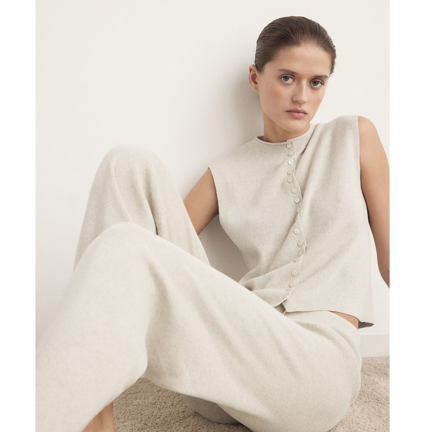 Женские брюки Mango Fluid Cotton-Linen Woven, цвет: Бежевый — фото 4