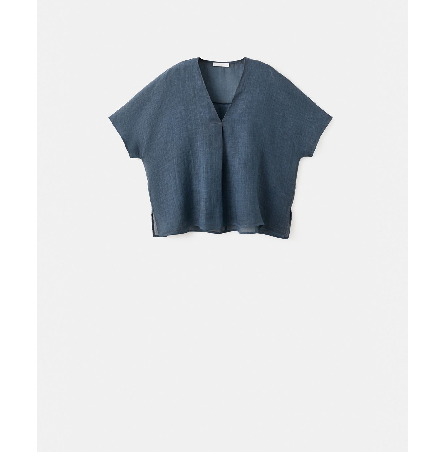 Женский топ Mango Ramie Overdyed Effect Kaftan, цвет: Чернильный синий — фото 1