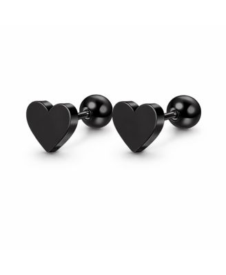 Rebl Jewelry Heart Stud Earrings - Black