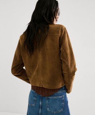 Women's Buttons Suede Leather Jacket