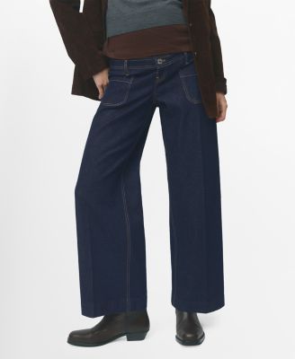 Women's Pockets Wide Leg Maternity Jeans