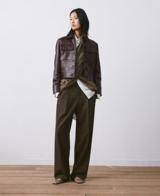 Women's Buttoned Leather Jacket