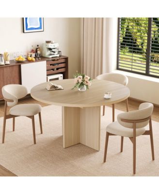  Extendable Round Dining Table for 4-8,Kitchen Oval Dining Table with Removable Leaves