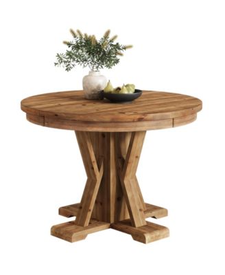 39.4" Solid Wood Dining Table, Farmhouse Round Kitchen Table for Dining Room