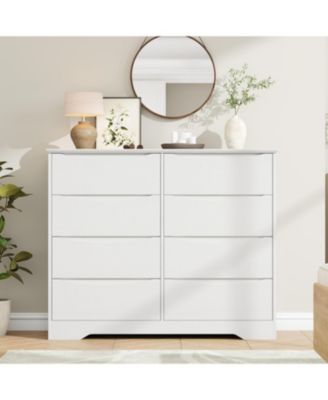 Wooden 8-Drawer Dresser, Tall Modern Storage Chest with Wide Top for Bedroom, Living Room, Hallway, Kids Room