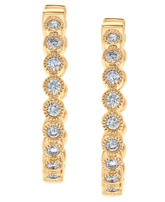 Diamond Hoop Earrings (1/4 ct. t.w.) in 14k Yellow Gold