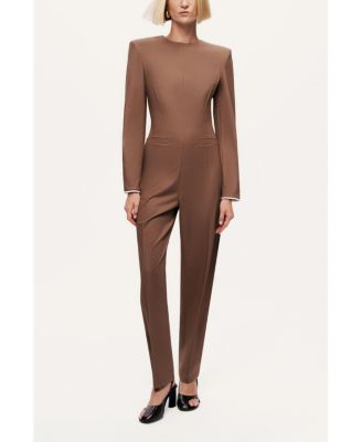 Women's Sculpted-Shoulder Crew-Neck Jumpsuit