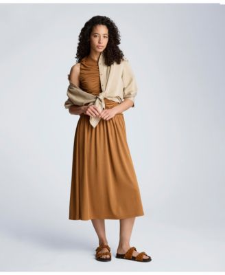 Women's Ruched A-Line Midi Dress