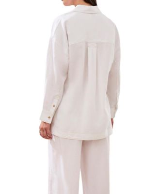 Women's Flowy Slub Woven Popover Tunic Top