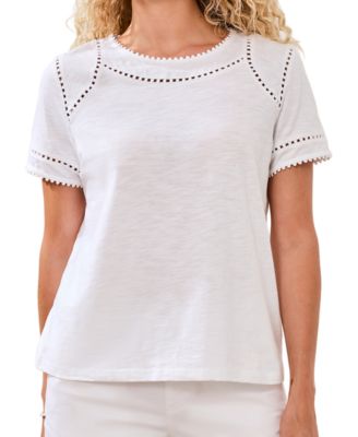 Women's Lace Detail Short-Sleeve Top