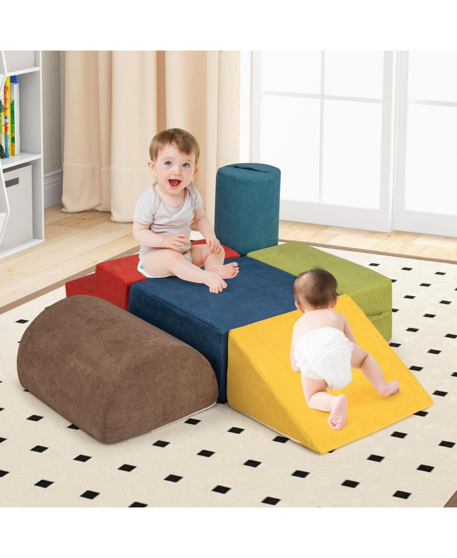 6-Piece Baby Climbing Blocks Set with High-Density Foam & Carry Handles