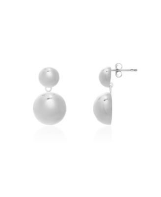 Puffy Round Drop Earrings Sterling Silver