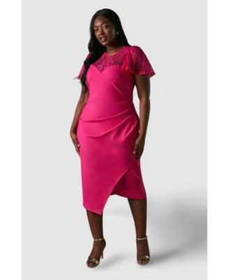 Women's Lace Panel Midi Dress