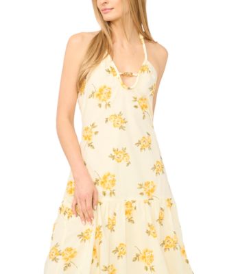 Women's Floral Print Halter Neck Maxi Dress