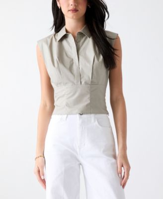 Women's Cherry Collared Sleeveless Top