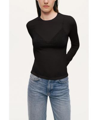 Women's Sheer Crew-Neck Mesh Top