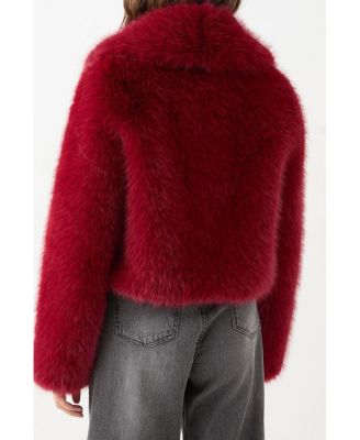 Women's Faux Fur Cropped Collar Coat