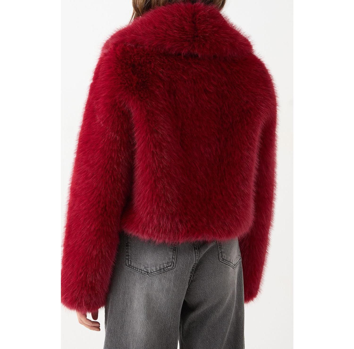 Women's Faux Fur Cropped Collar Coat