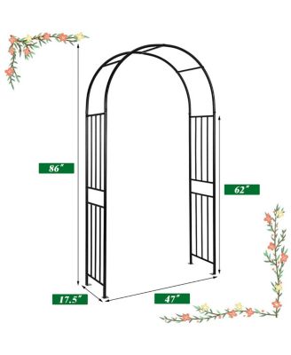 7.2Ft Garden Arch Steel Arbor Wedding Garden Decoration Climbing Plants w/Stakes