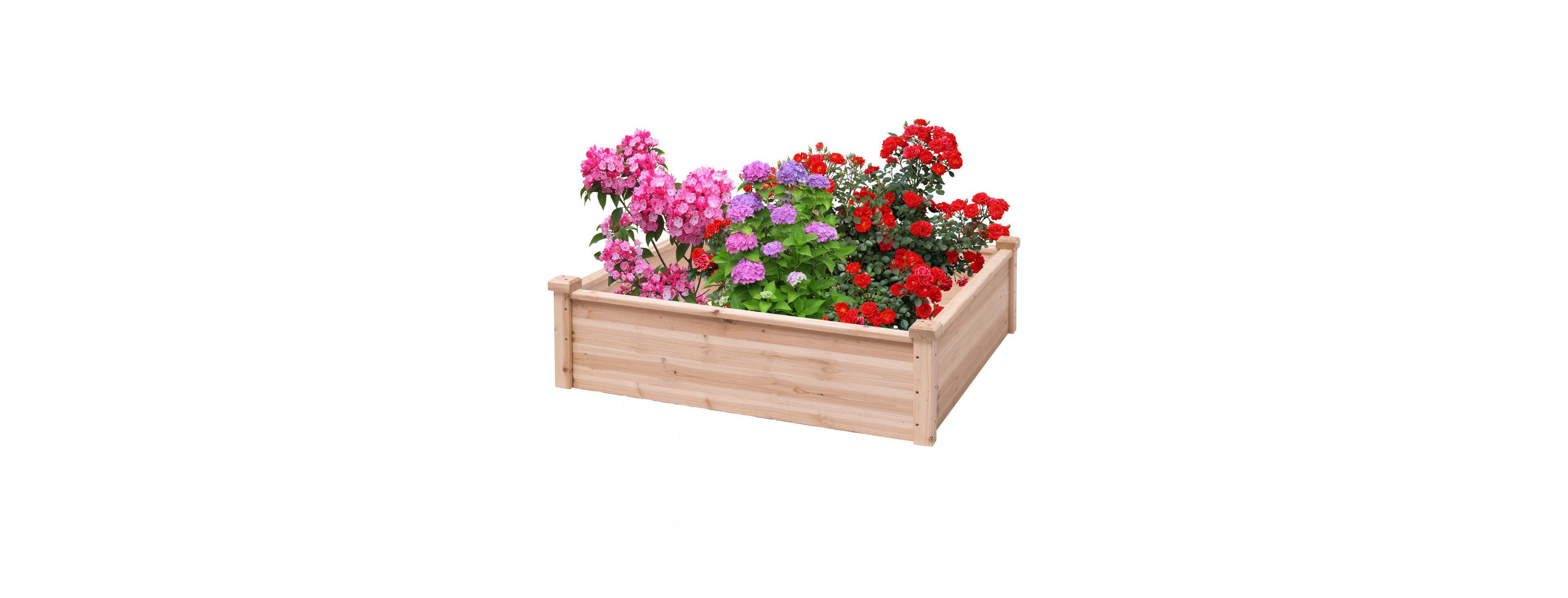 Gymax Wooden Garden Bed Vegetable Flower Raised Square Planter Kit Outdoor Garden