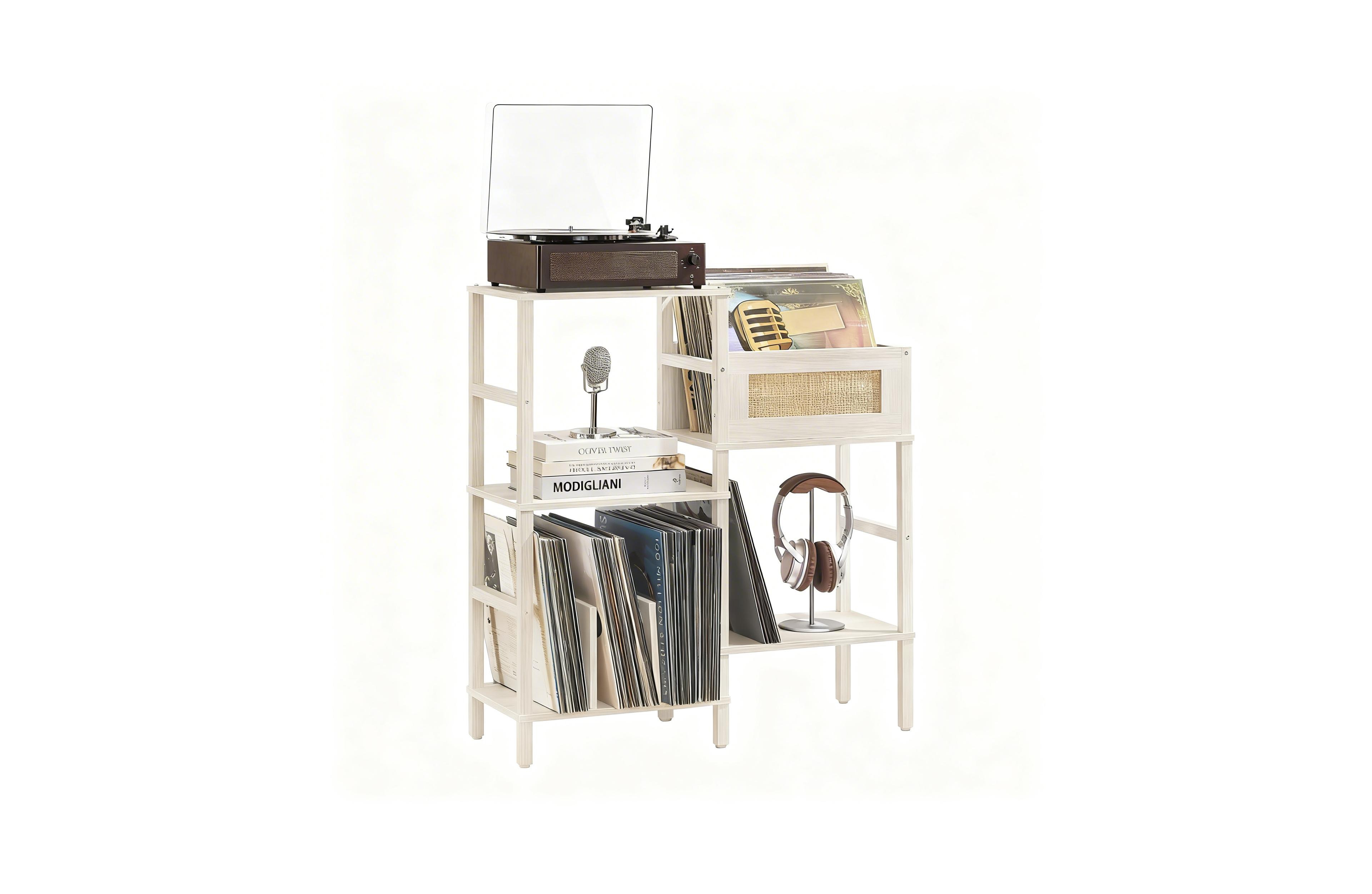 Yigii Bohemian 5-Color Vinyl Record Stand with 3+2 Tiers for 300+ Albums