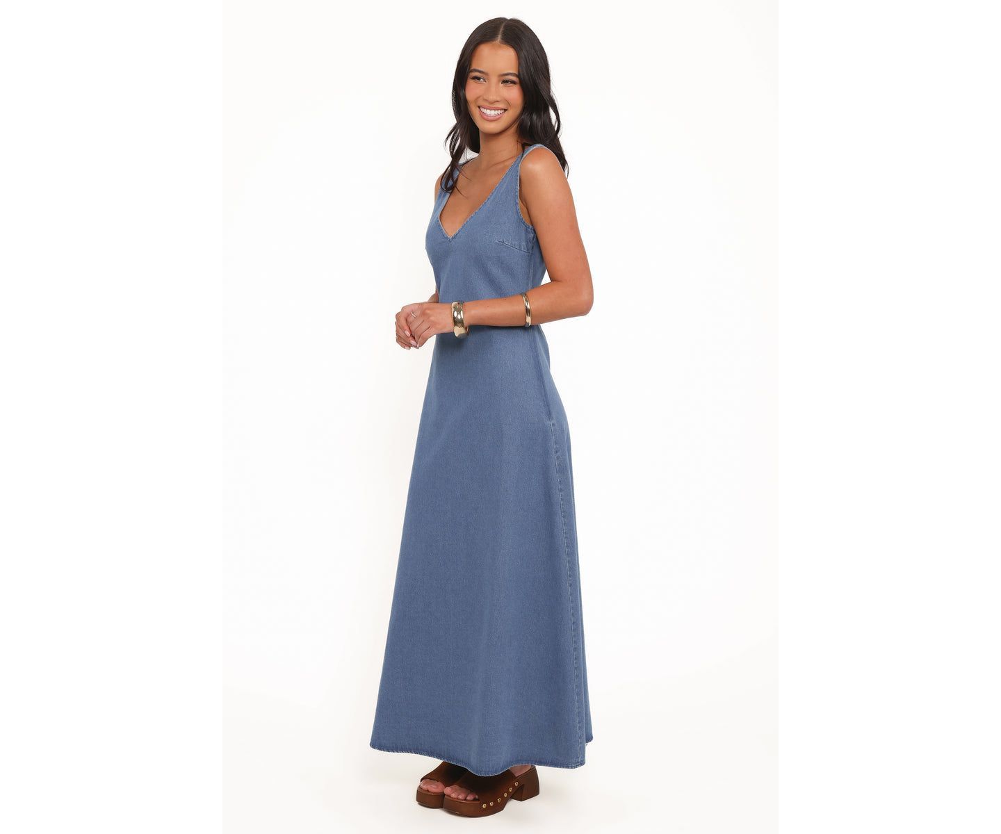 Женское платье Petal and Pup Odelia Denim Maxi, цвет: Индиго — фото 3