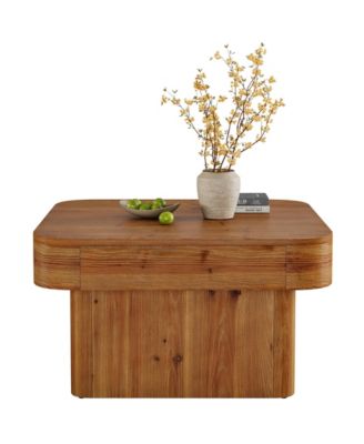 31.5'' Solid Wood Coffee Table, Farmhouse Square Coffee Table