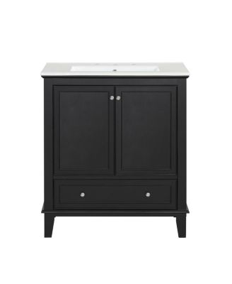 30" Bathroom Vanity with Sink, Multi-Functional Storage Cabinet with Doors and Drawer, Solid Wood & MDF for Small Bathrooms