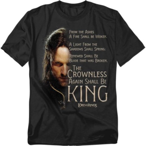 Мужская футболка Lord Of The Rings Aragorn Crownless King, цвет: Чёрный