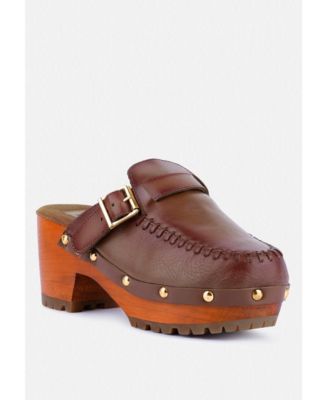 CHOCTAV Womens Handcrafted Leather Clogs