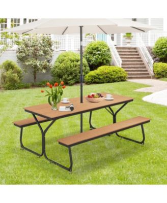 Outdoor 6 Ft Picnic Table with Bench Seating for 6 to 8